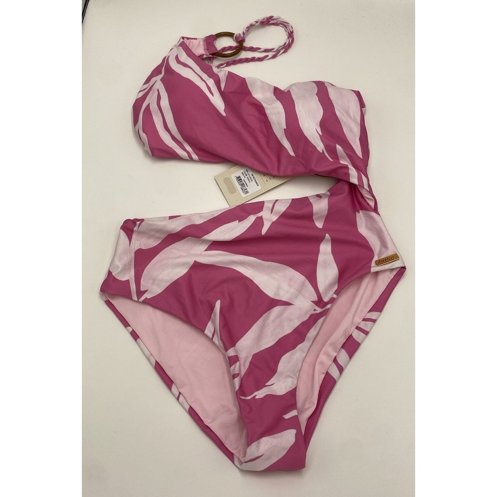 Palmacea Women's Cofi One Piece Bathing Suit Serrania Pink White XS New One Mark